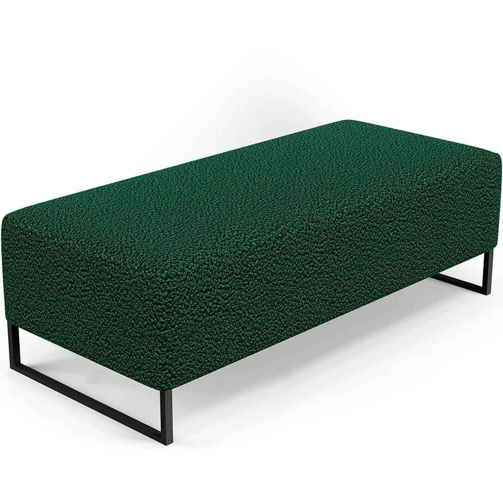 Puff Decorativo Sala de Estar Bali W01 Base Ferro 120x50 cm Bouclê Verde - Lyam Decor