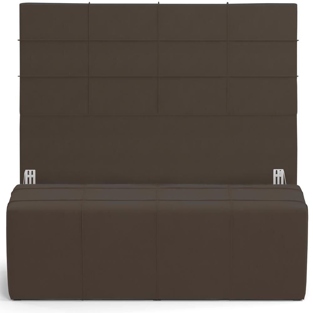 Kit Cabeceira Cama Box Queen 160cm com Calçadeira Roma W01 Suede Marrom - Lyam