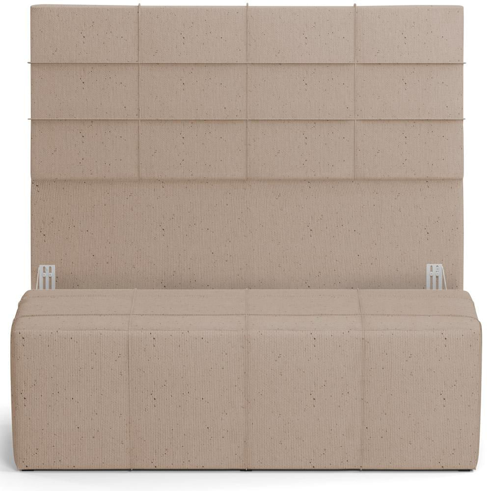 Kit Cabeceira Cama Box King 195cm com Calçadeira Roma W01 Linho Bege Escuro - Lyam