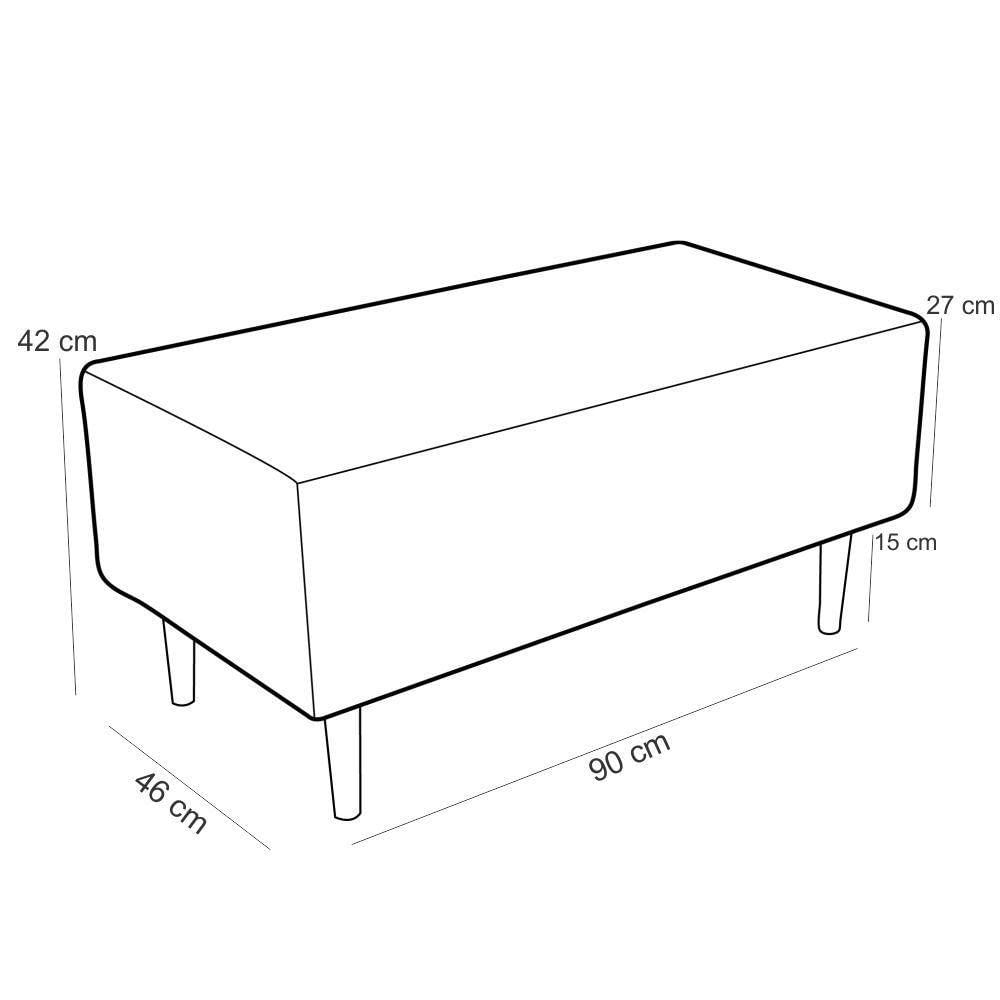 Kit 02 Puffs Decorativo Sala de Estar Cléo Pés Palito 90 cm W01 Bouclê Cru - Lyam