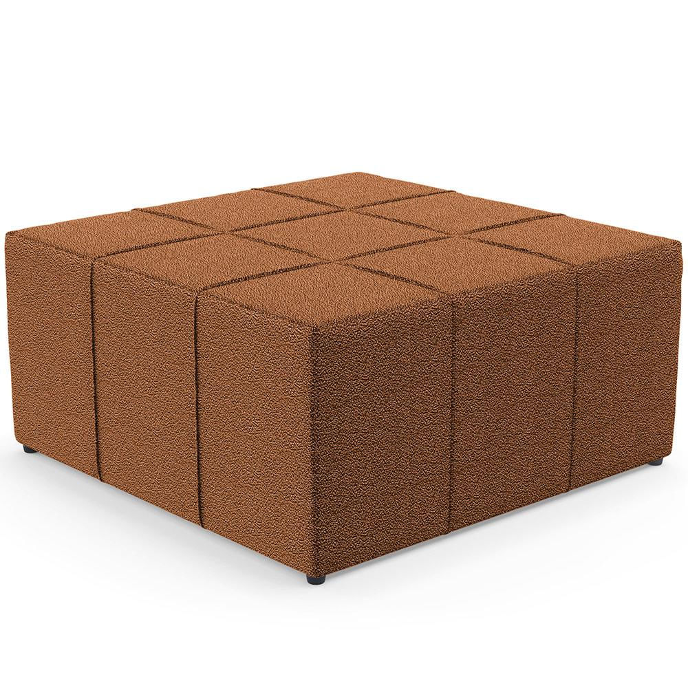 Puff Decorativo Para Sala de Estar Quadrado Milano 90x90cm W01 Bouclê Terracota - Lyam Decor