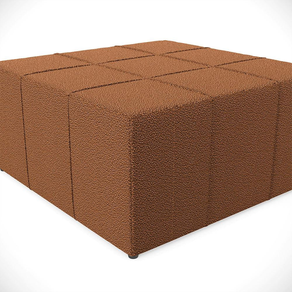 Puff Decorativo Para Sala de Estar Quadrado Milano 90x90cm W01 Bouclê Terracota - Lyam Decor