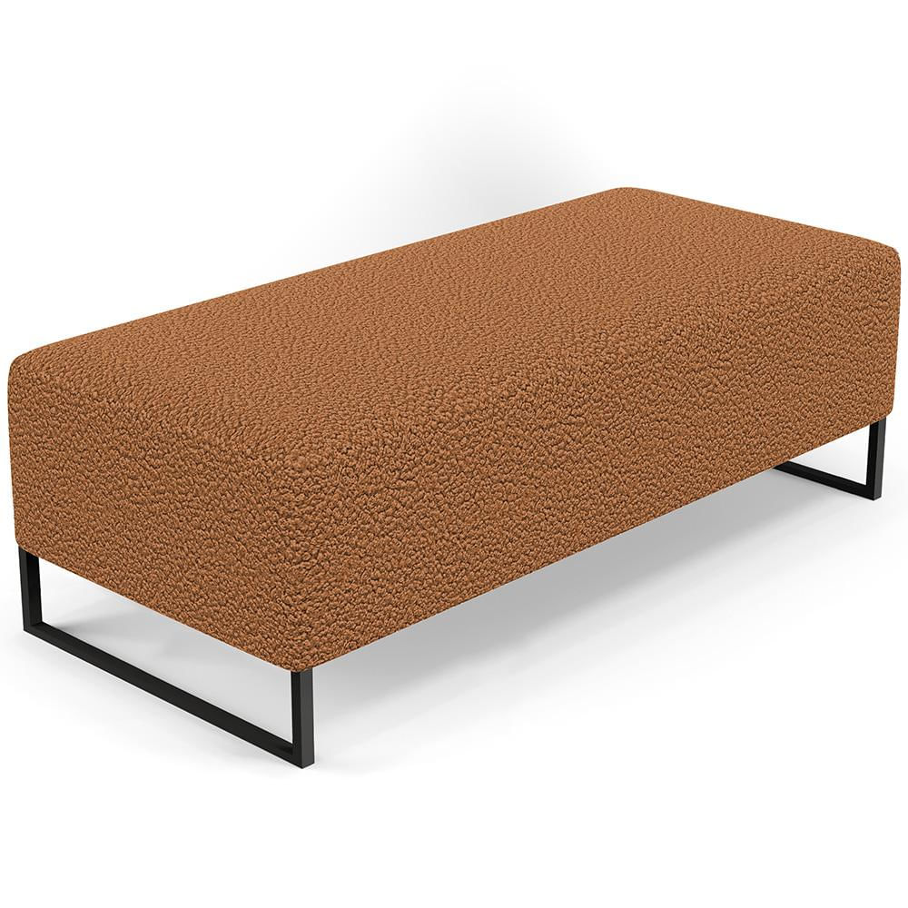 Puff Decorativo Sala de Estar Bali W01 Base Ferro 120x50 cm Bouclê Terracota - Lyam Decor