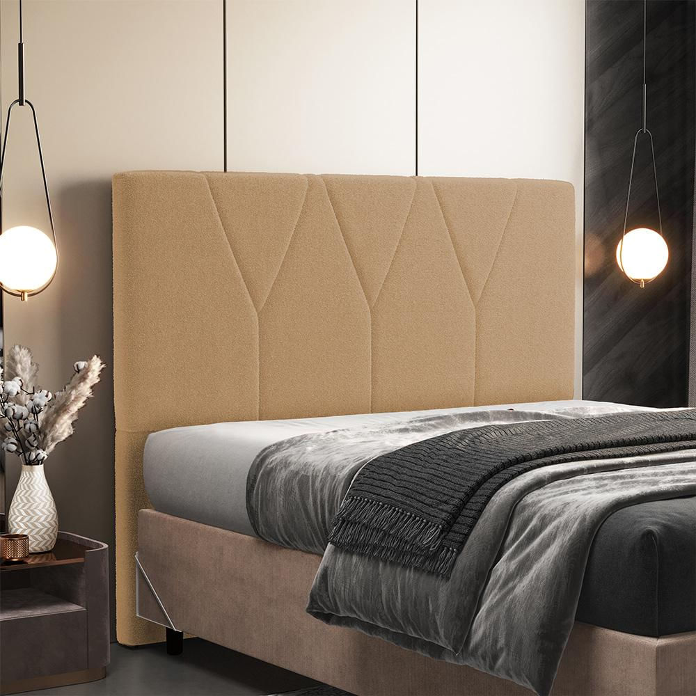 Cabeceira Cama Box Casal Quenn 160 cm Aurora W01 Bouclê Mostarda - Lyam Decor