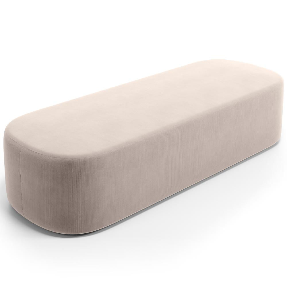 Puff Decorativo Orgânico para Living Quarto 195cm Doha W01 Suede Bege - Lyam Decor