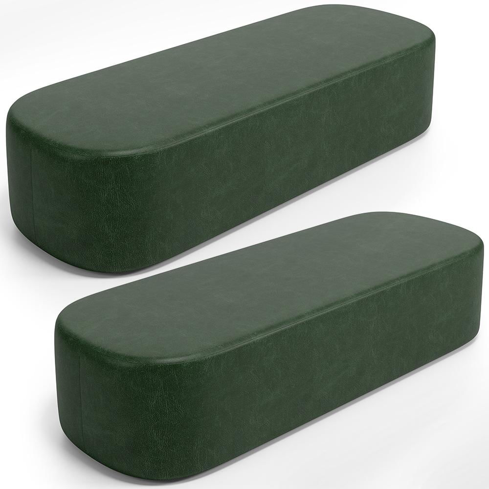 Kit 02 Puffs Decorativos Orgânicos Para Living Quarto 140cm Doha W01 Couríssimo Verde Musgo - Lyam Decor