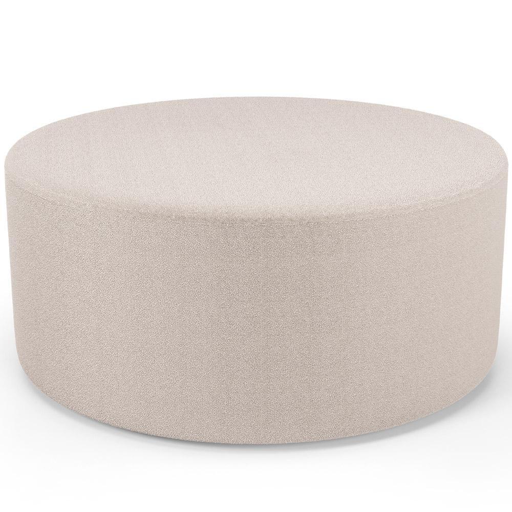 Puff Redondo Orgânico para Living 90cm Lola W01 Bouclê Creme - Lyam Decor