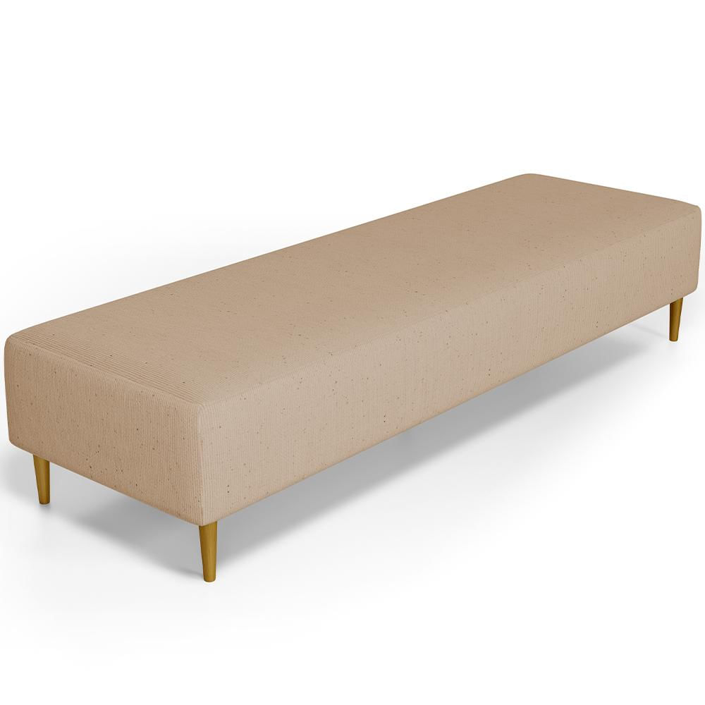 Puff Decorativo Sala de Estar Bali W01 Pés Palito 210x60cm Linho Bege Escuro - Lyam Decor