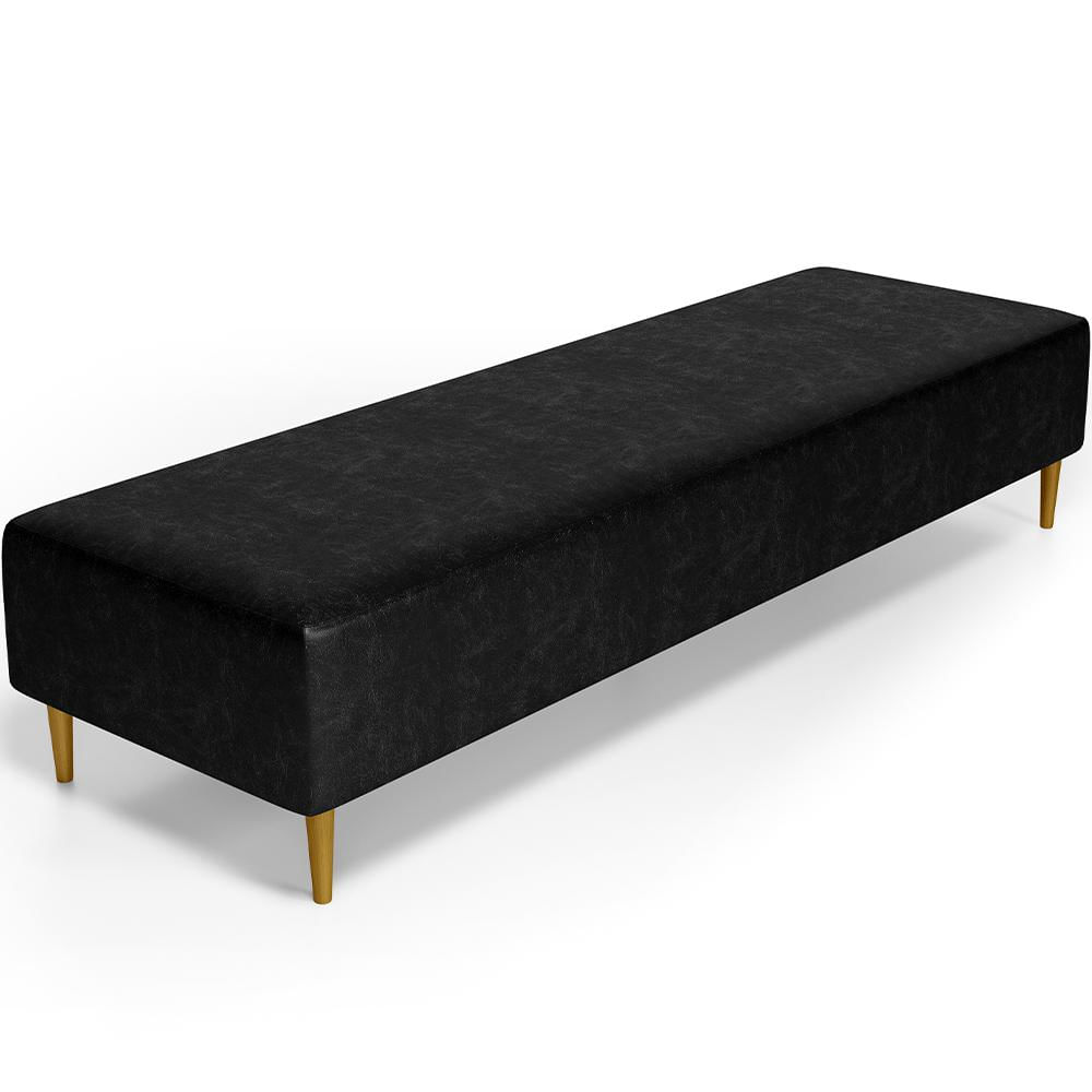 Puff Decorativo Sala de Estar Bali W01 Pés Palito 210x60cm Couríssimo Preto - Lyam Decor