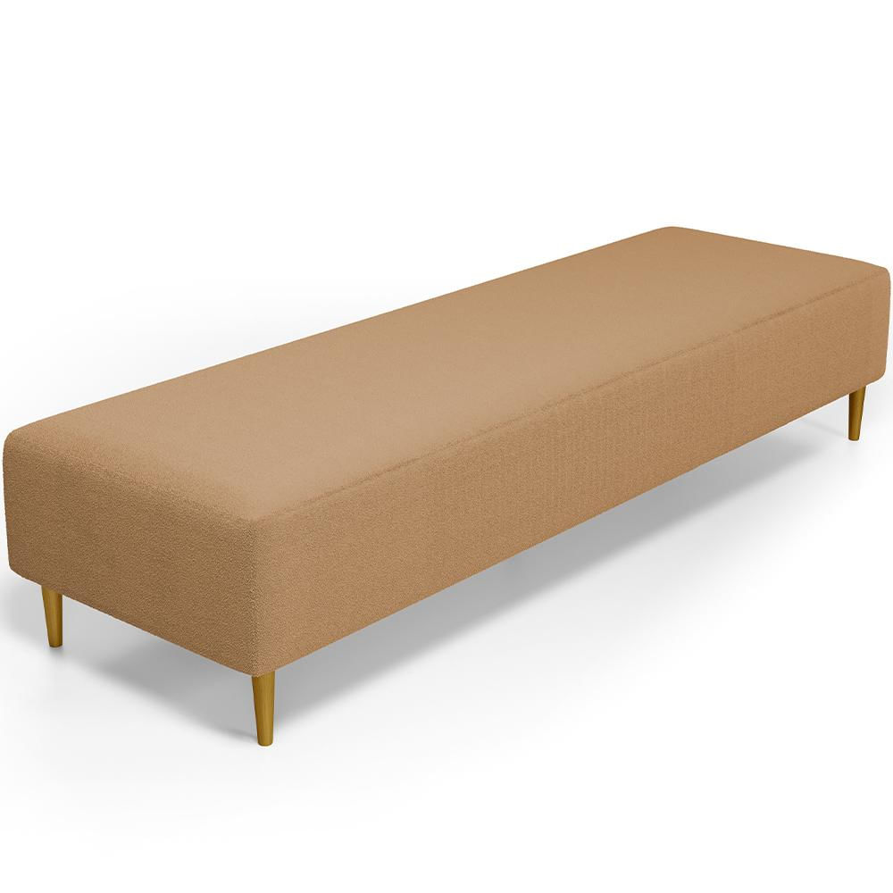 Puff Decorativo Sala de Estar Bali W01 Pés Palito 210x60cm Bouclê Mostarda - Lyam Decor