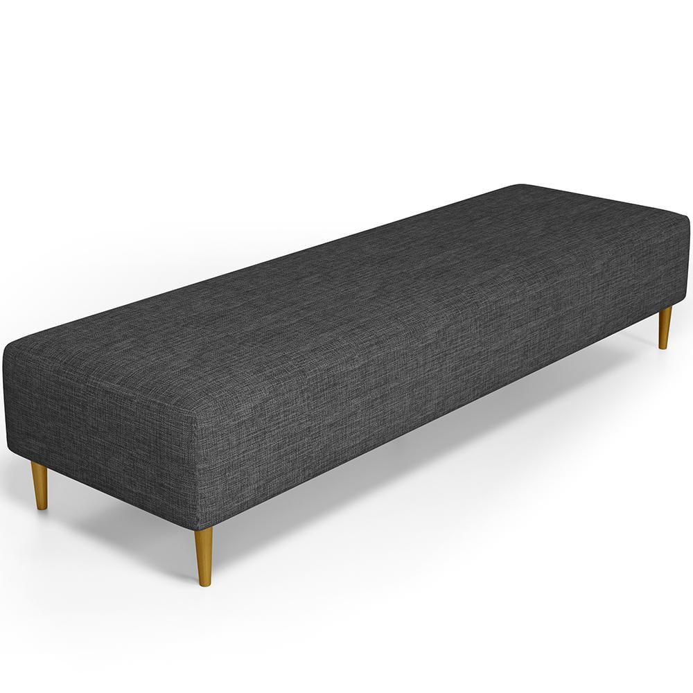 Puff Decorativo Sala de Estar Bali W01 Pés Palito 210x60cm Linho Cinza Escuro - Lyam Decor