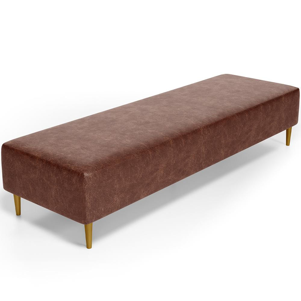Puff Decorativo Sala de Estar Bali W01 Pés Palito 210x60cm Couríssimo Marrom - Lyam Decor
