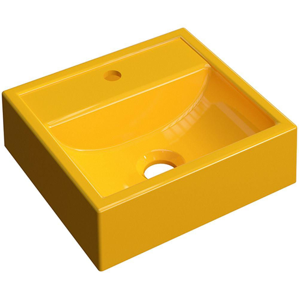 Cuba de Apoio Quadrada C01 Para Banheiro Q32W Amarelo - Lyam Decor