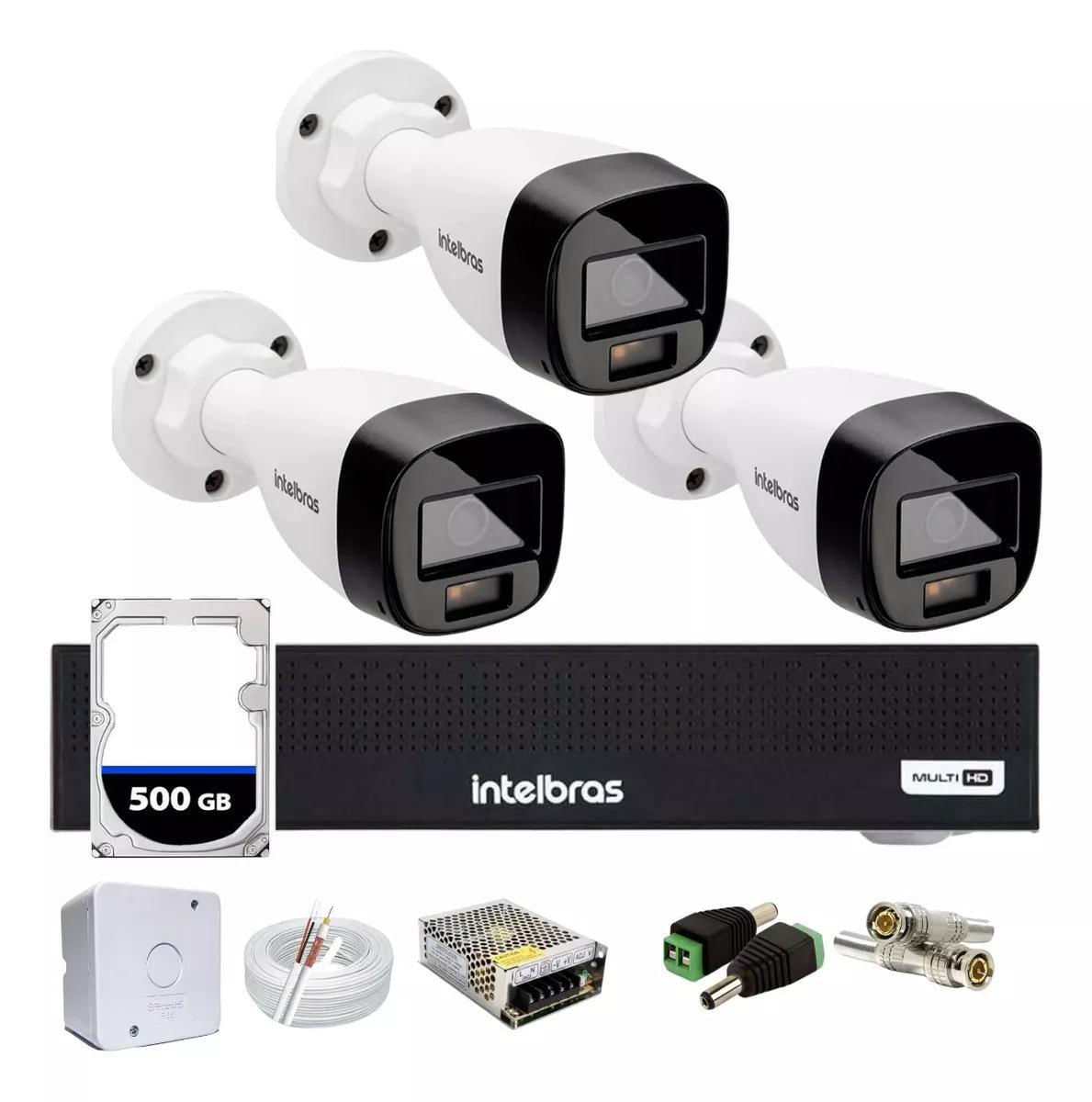 Kit Intelbras 3 Vhd 1120b Full Color, Dvr Mhdx 1004,c/500gb