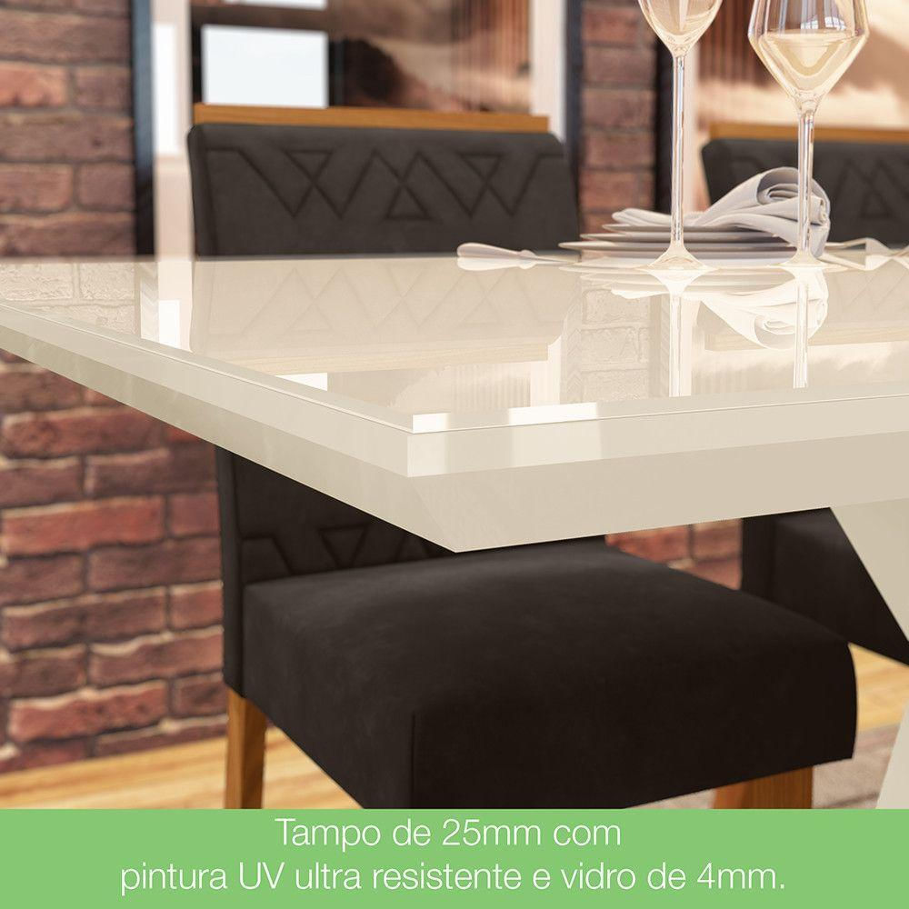 Conjunto Sala De Jantar Mesa 120 Cm Tampo Mdf 4 Cadeiras Nature Com Off White E Marrom Expresso