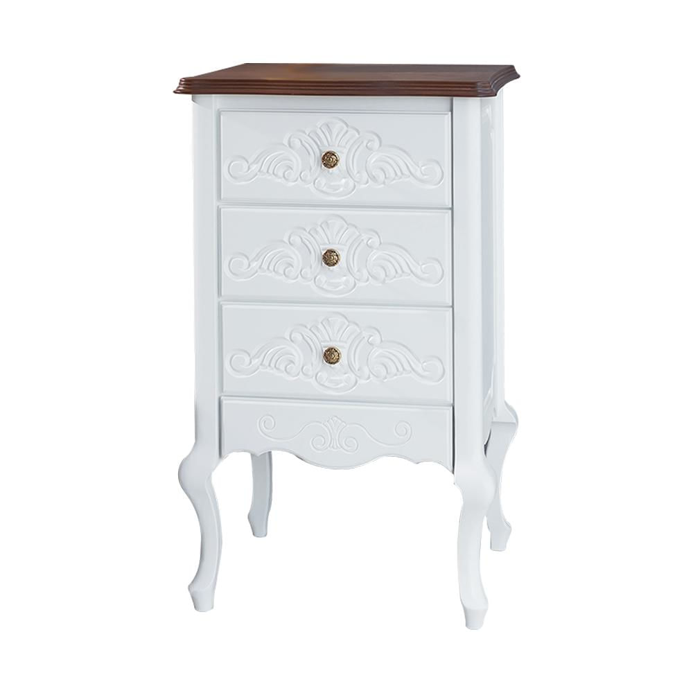 Mesa de Cabeceira Decorativa Zahra 3 Gavetas Branco/Imbuía - Gran Belo