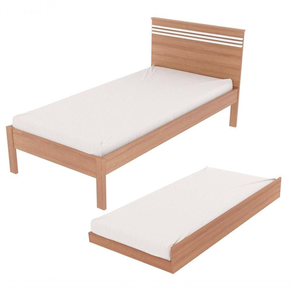 Cama Solteiro C/ Auxiliar Qt9 Amendoa Branco Amendoa Branco