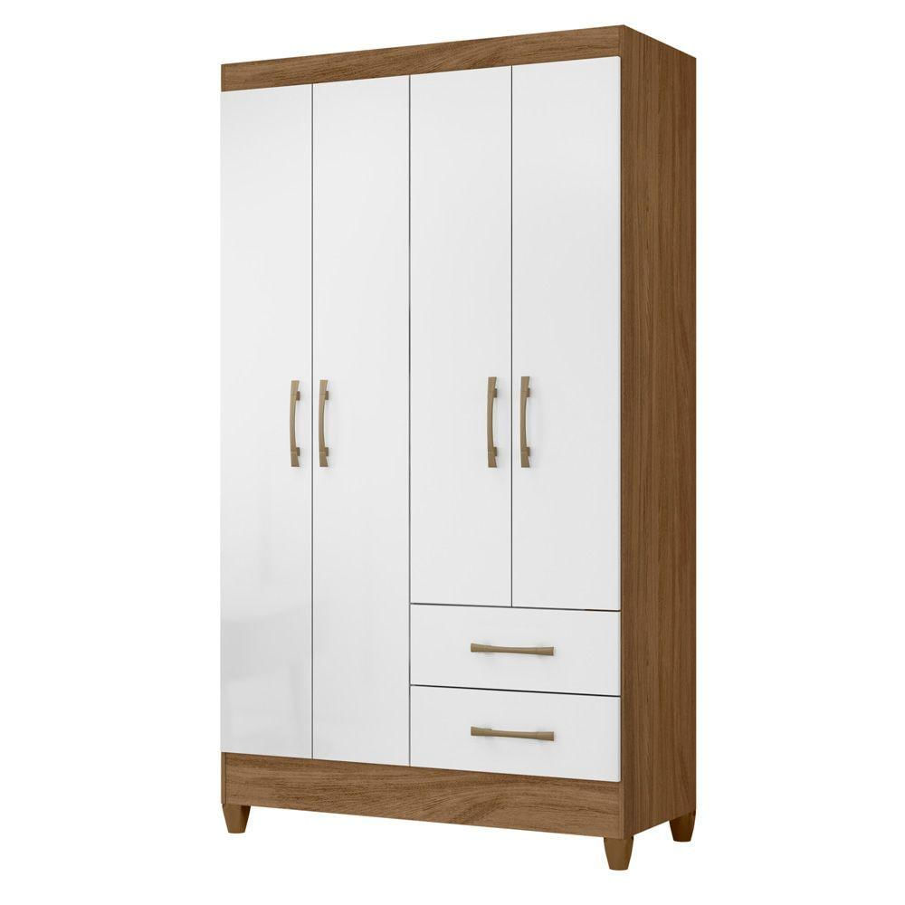 Guarda Roupa 4 Portas Chile Naturale Branco 952026 Moval