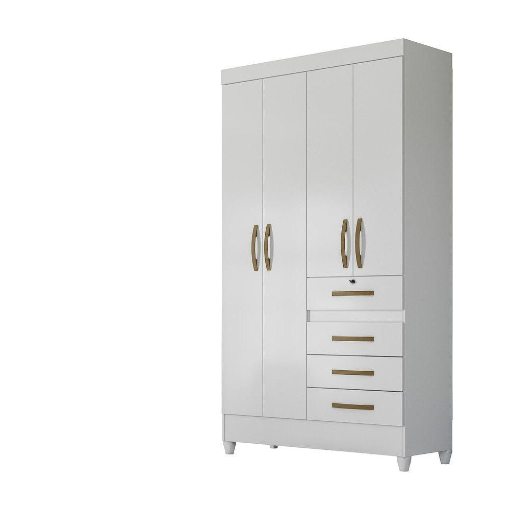 Guarda Roupa 4 Portas Sobral Branco Rosa Lilás Azul 870440