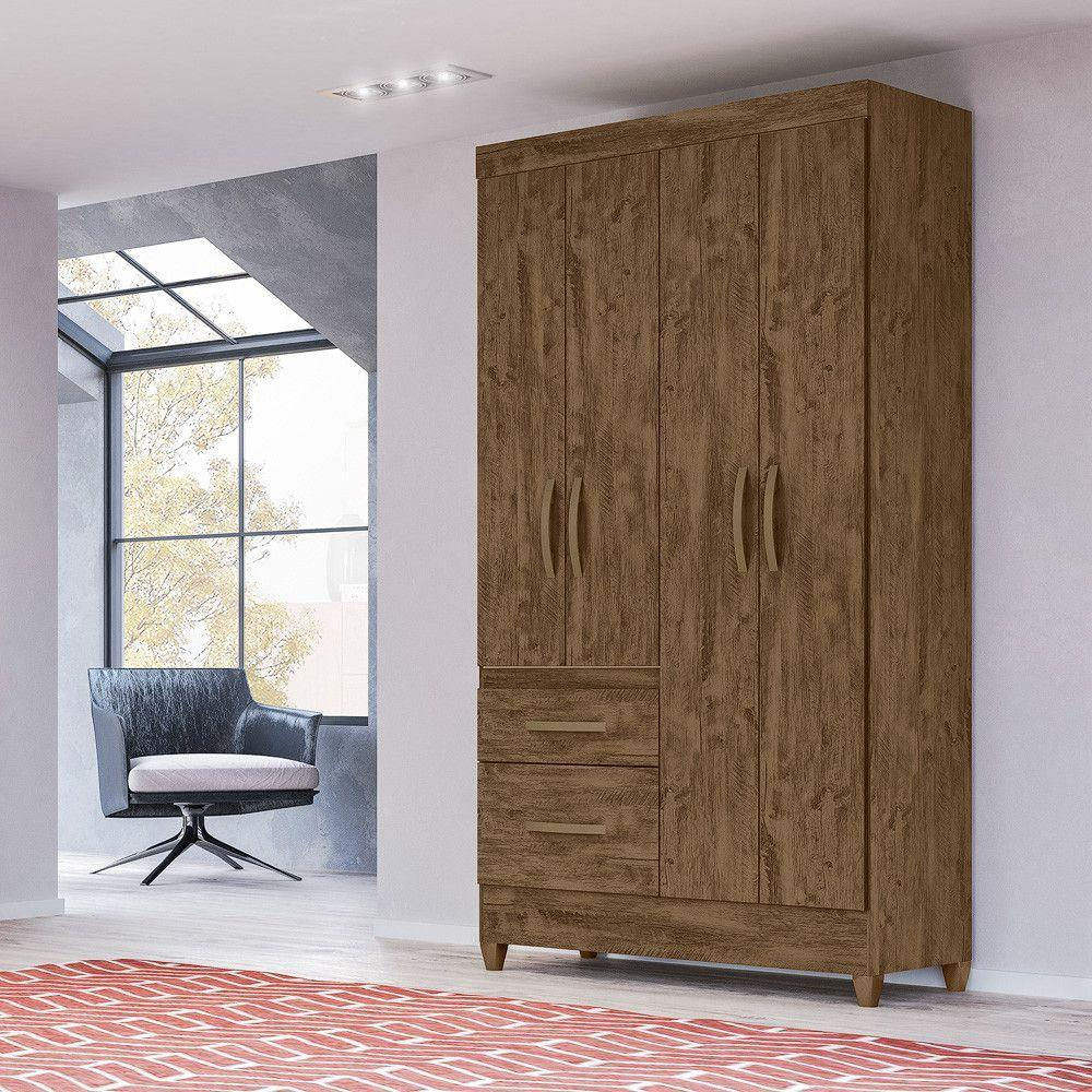 Guarda Roupa 4 Portas Madri Castanho Wood 852331 Moval