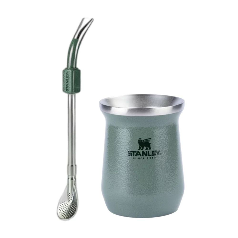 KIT STANLEY BOMBA COLHER P/ MATE E CUIA TÉRMICA 236ML HAMMERTONE GREEN