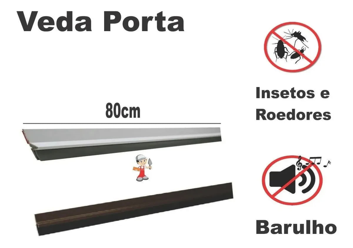 Veda Porta Com Adesivo 3m 80cm Rodo Silicone Incolor Stamaco