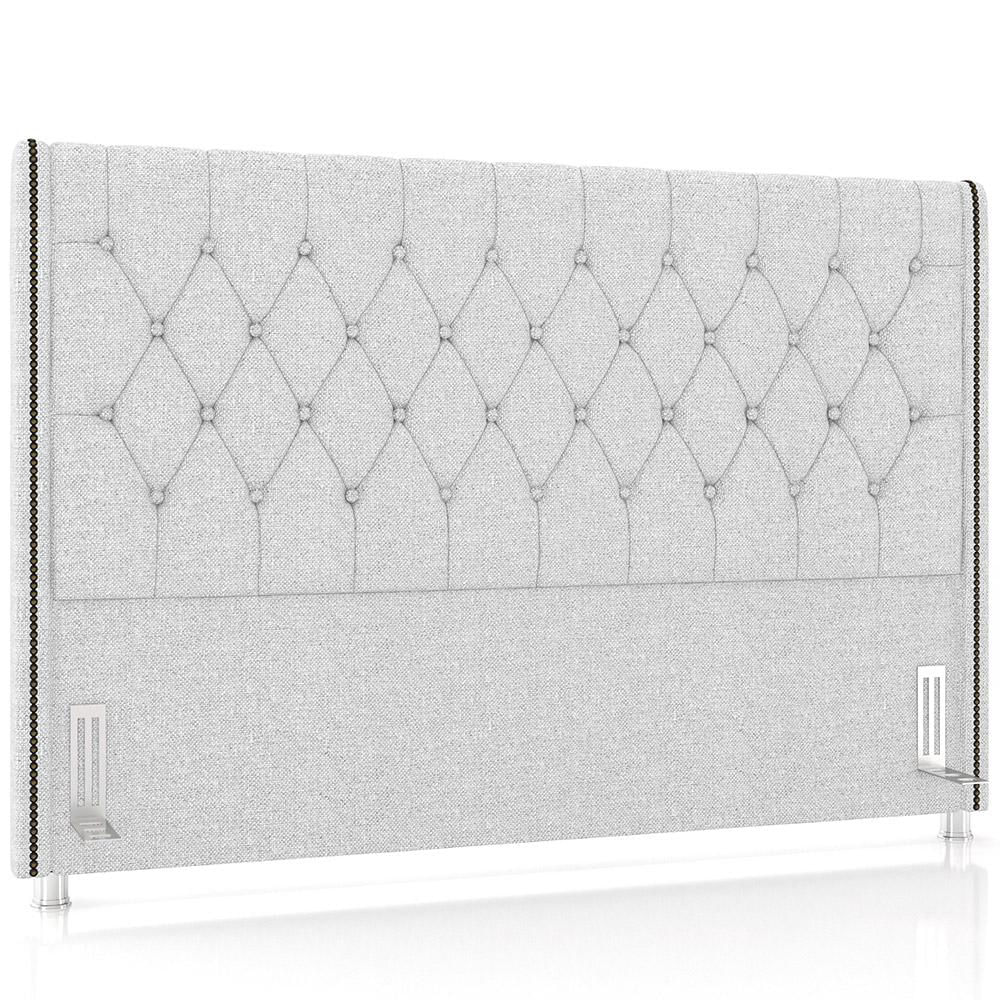 Cabeceira Cama Box Casal 140cm Estofada Frizza P05 Linho Cinza Claro - Lyam Decor