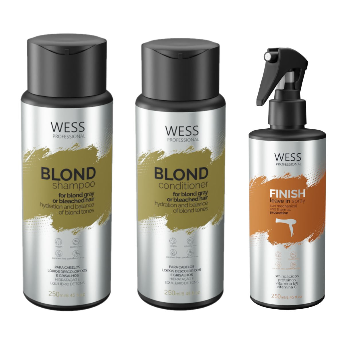 Kit Wess Blond SH 250ml + Cond 250ml  + Finish 250ml