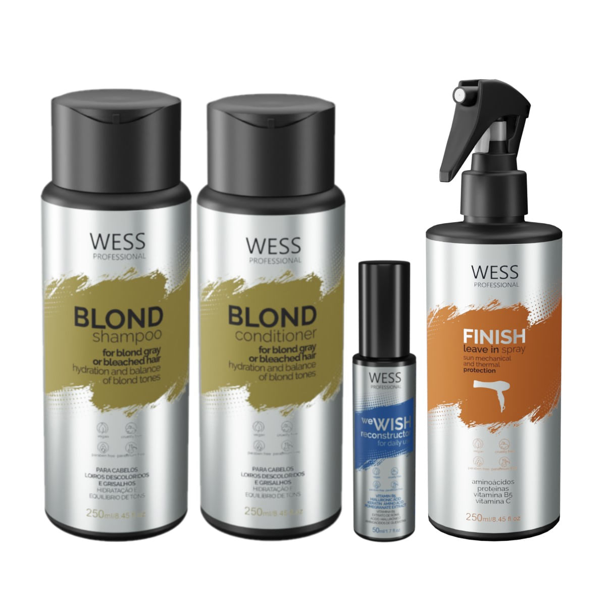 Kit Wess Blond SH 250ml+Cond 250ml+WeWish 50ml+Finish 250ml