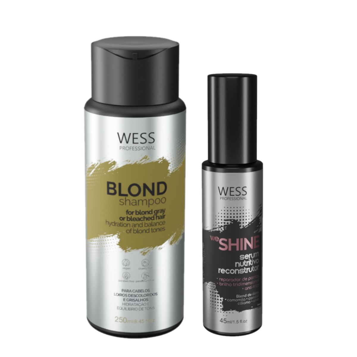 Kit Wess Blond Shampoo 250ml + We Shine Serum 45ml