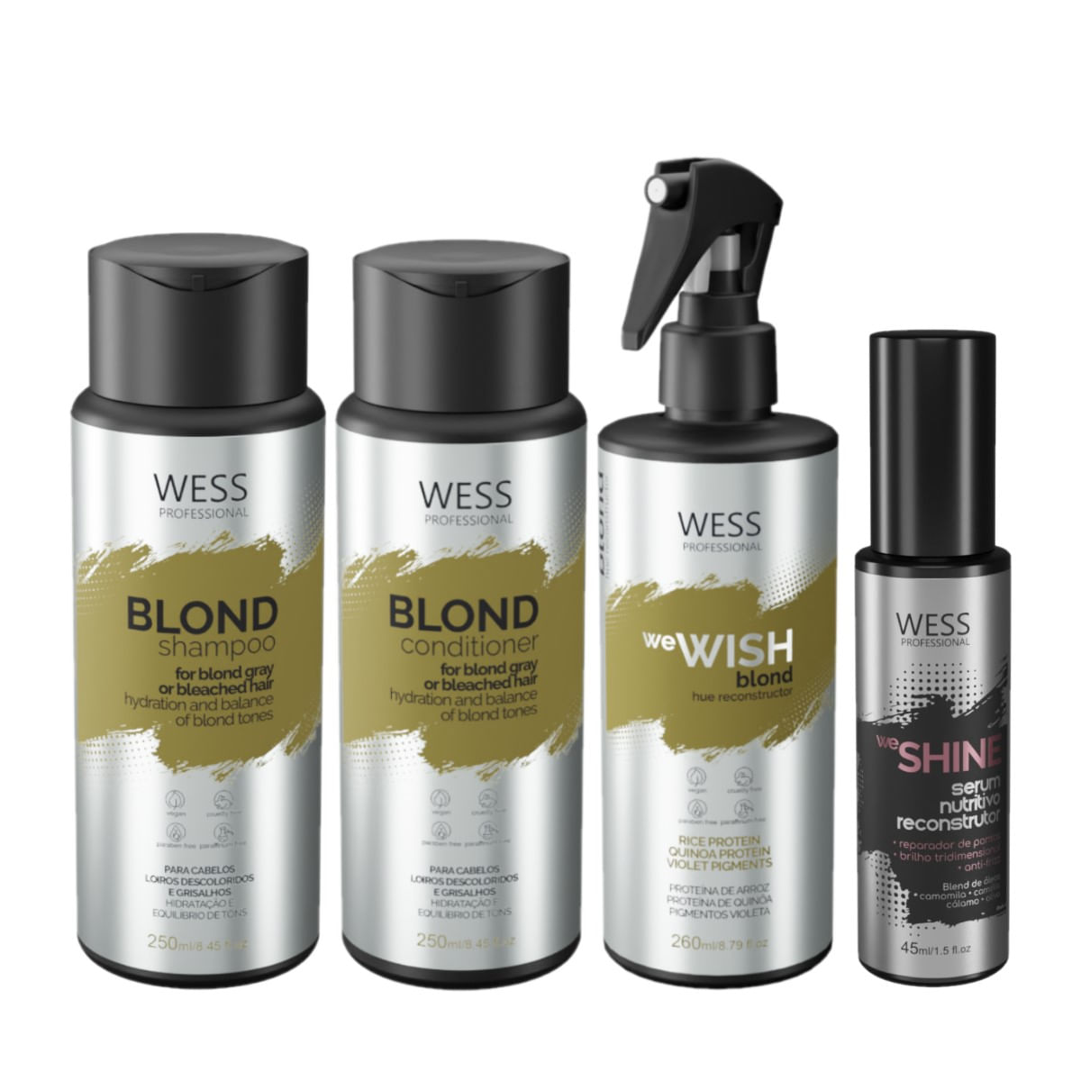 Wess Blond SH 250ml+Cond 250ml+WeWish M. 260ml+We Shine 45ml