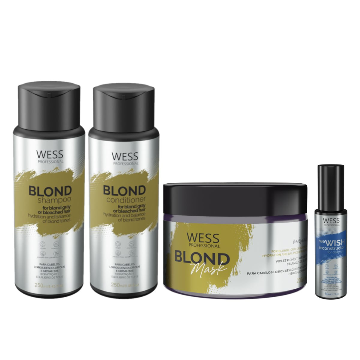 Kit Wess Blond SH 250ml+Cond 250ml+Mask 200ml+WeWish 50ml