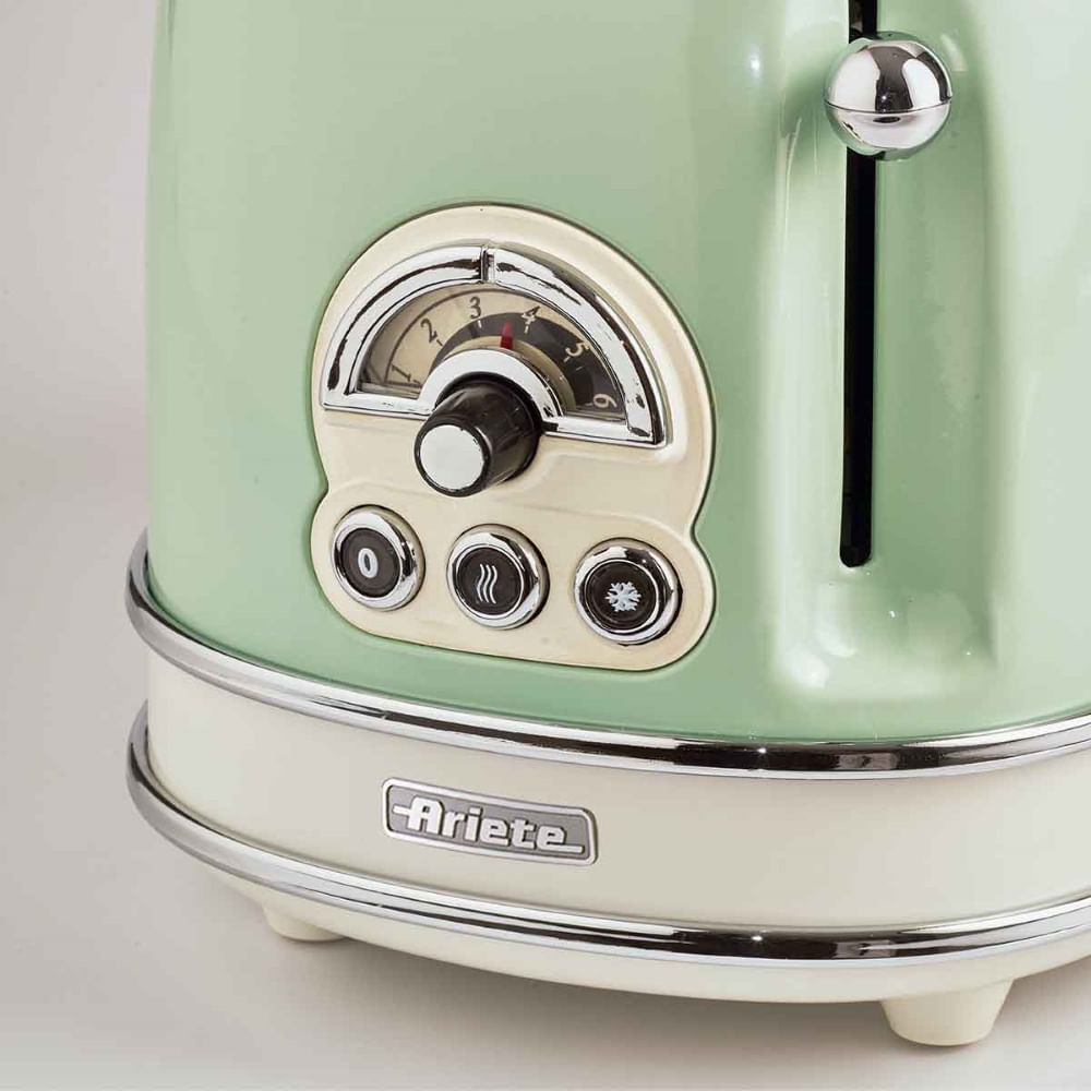 TORRADEIRA ARIETE ELÉTRICA VINTAGE 2 FATIAS 6 NIVEIS DE TOSTAGEM VERDE 750W 220V 00C015514ARBR