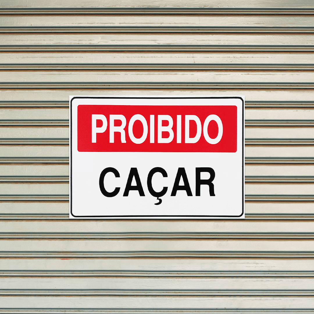 Placa De Sinalização Proibido Caçar 30x20 Acesso - P-16 F9e