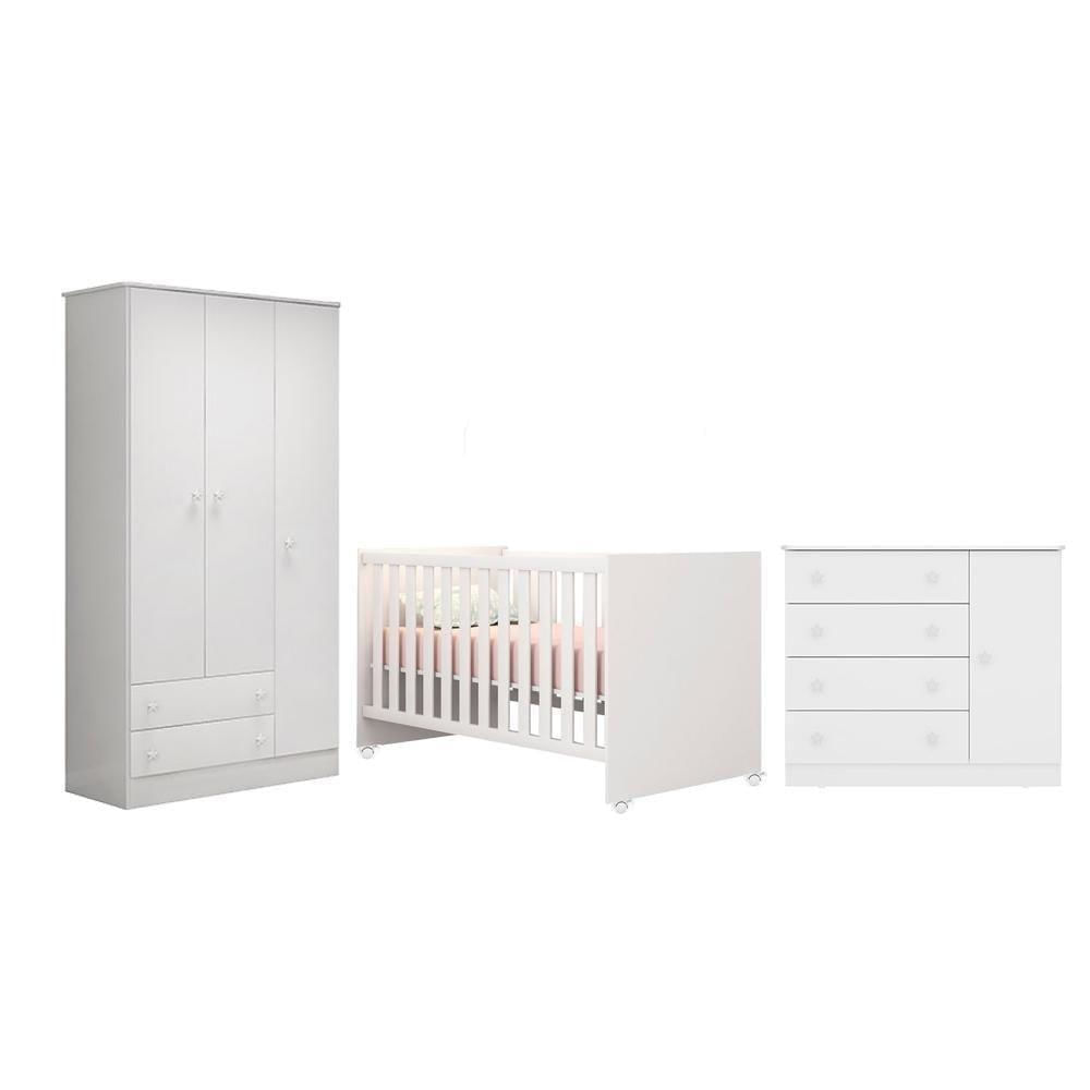 Quarto Infantil Roupeiro Berço Cômoda Branco