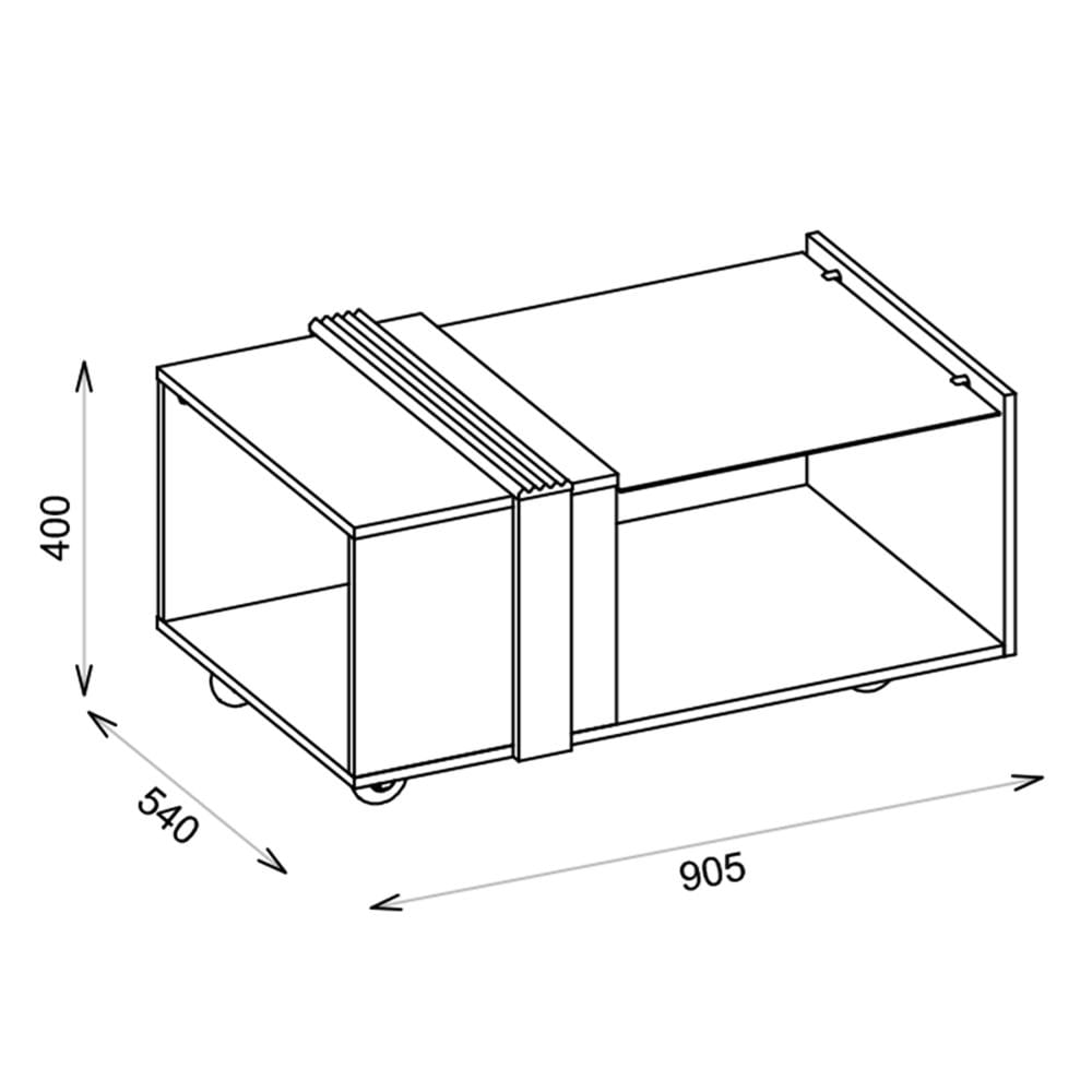 Mesa de Centro Quadrada Com Rodízios e Vidro Núbia Caemmun