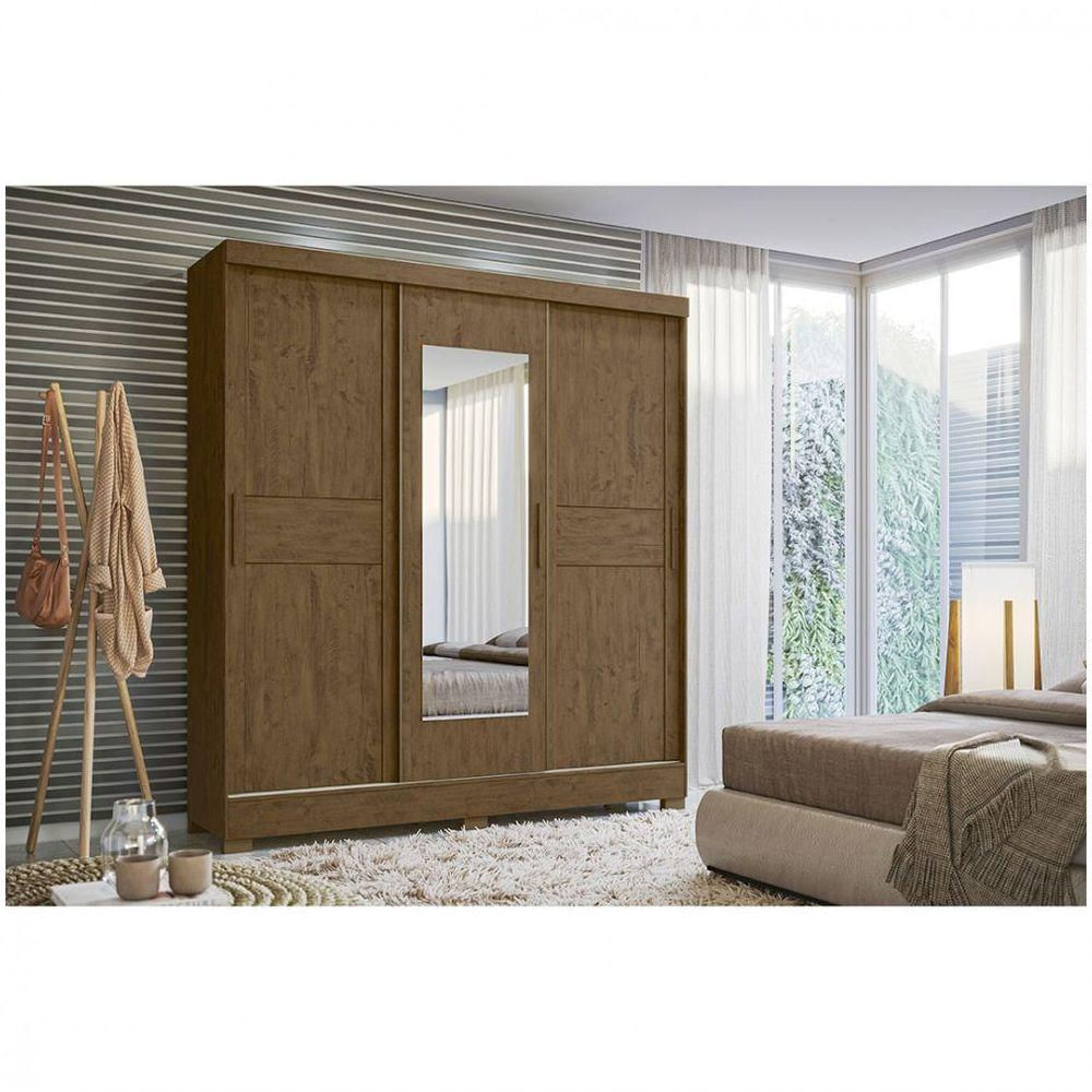 Guarda Roupa Moval Bahamas 3 Portas Castanho Wood