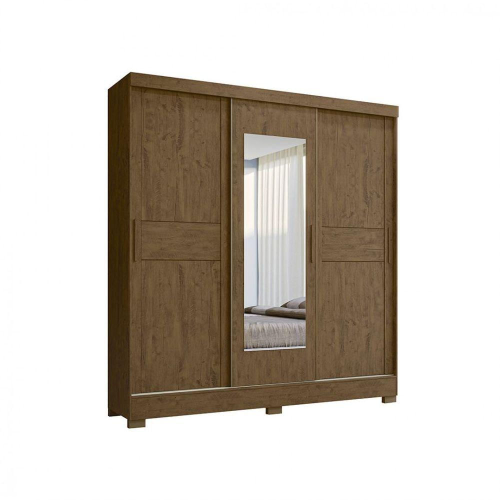 Guarda Roupa Moval Bahamas 3 Portas Castanho Wood