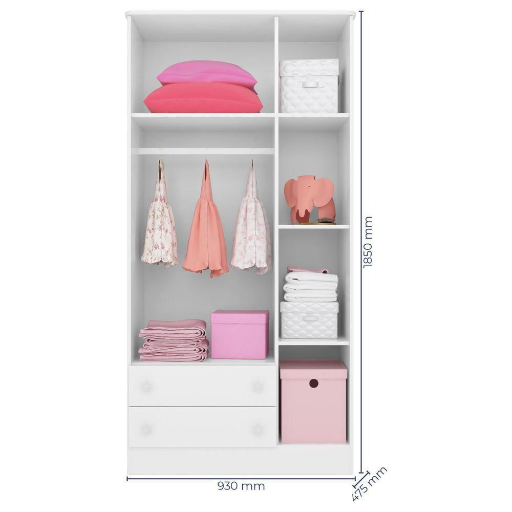 Quarto Infantil Doce Sonho Roupeiro Cômoda Sapateira Branco