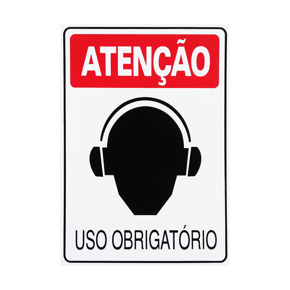 Placa De Sinalização Atenção Abafador Auricular Uso Obrigatório 20x30 Acesso - S-203 F9e