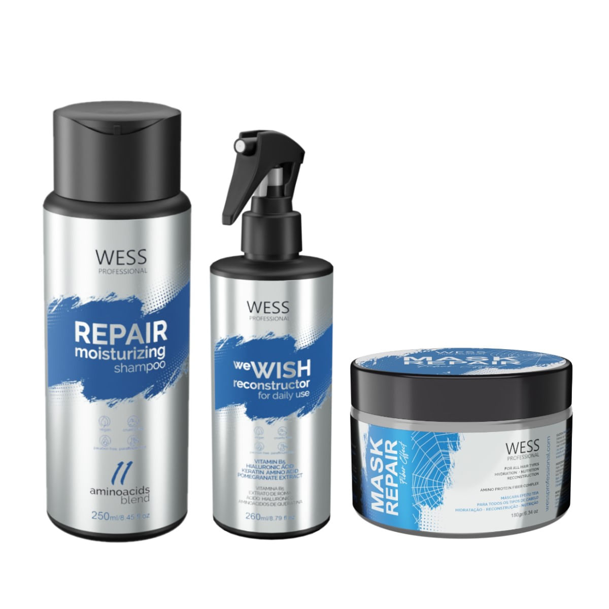 Kit Wess Repair SH 250ml + We Wish 260ml + Mask 180g