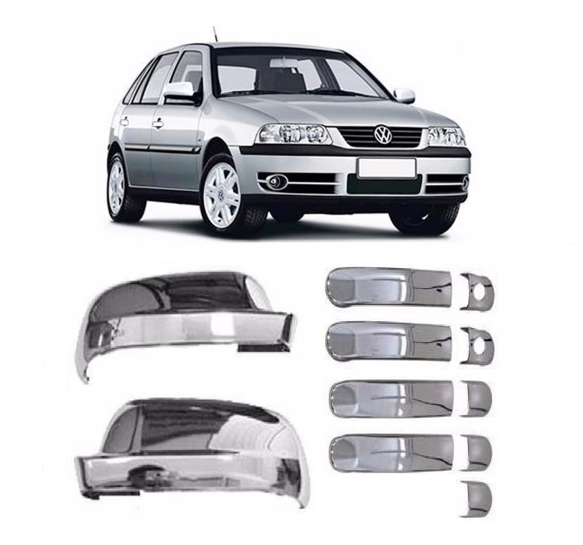 Kit Aplique Cromado Maçaneta Retrovisor Volkswagen Gol G3 G4