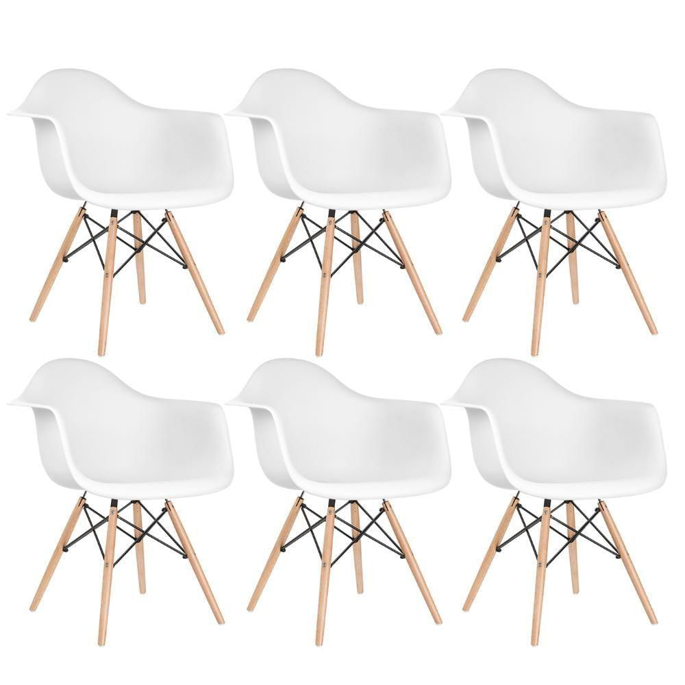 6 Cadeiras Charles Eames Eiffel Daw Clara Branco