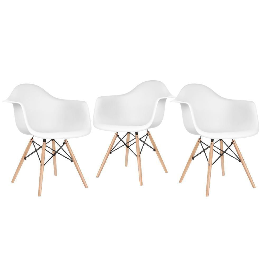 3 Cadeiras Charles Eames Eiffel Daw Clara Branco