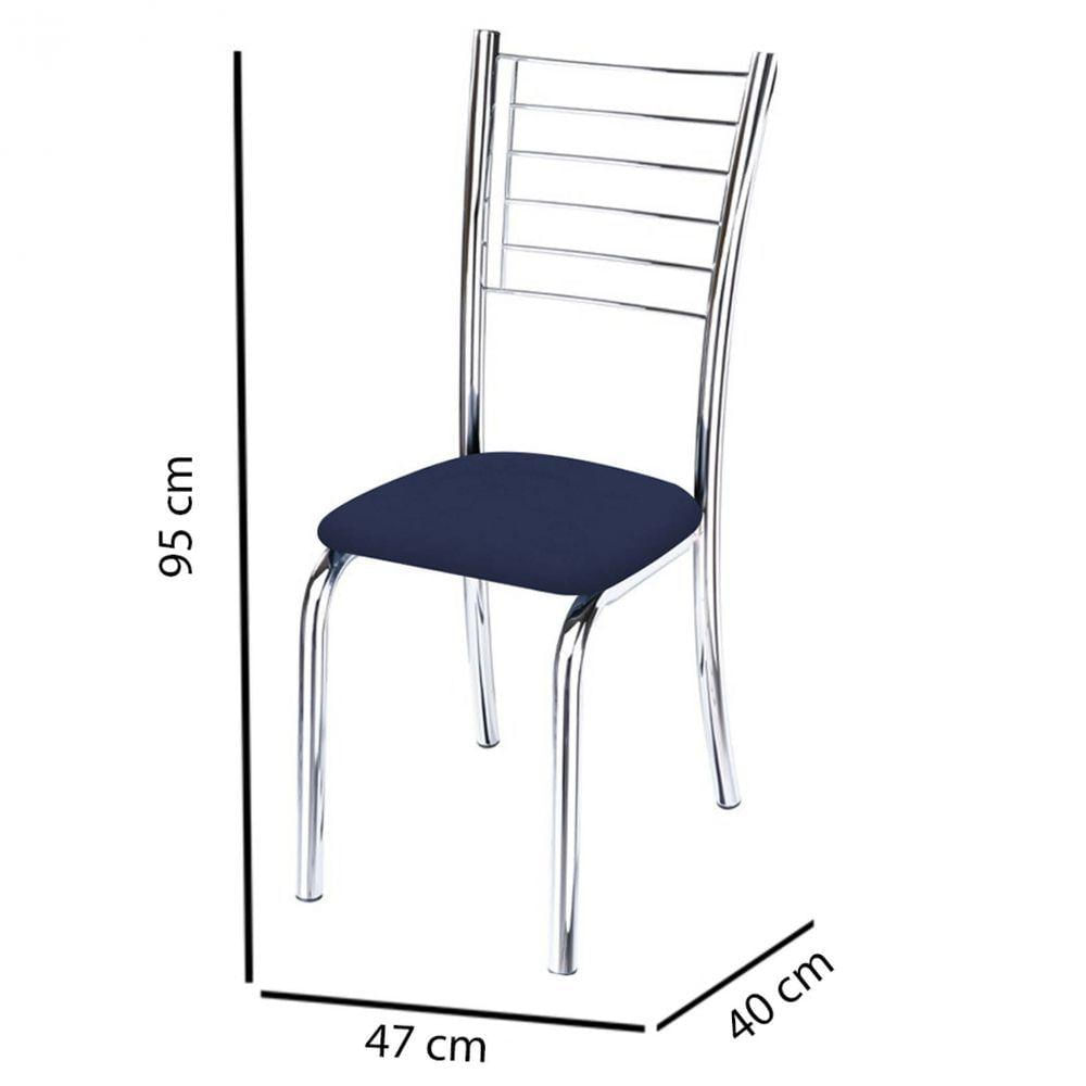 Kit 5 Cadeiras Iara Cromada Para Cozinha-corino Azul