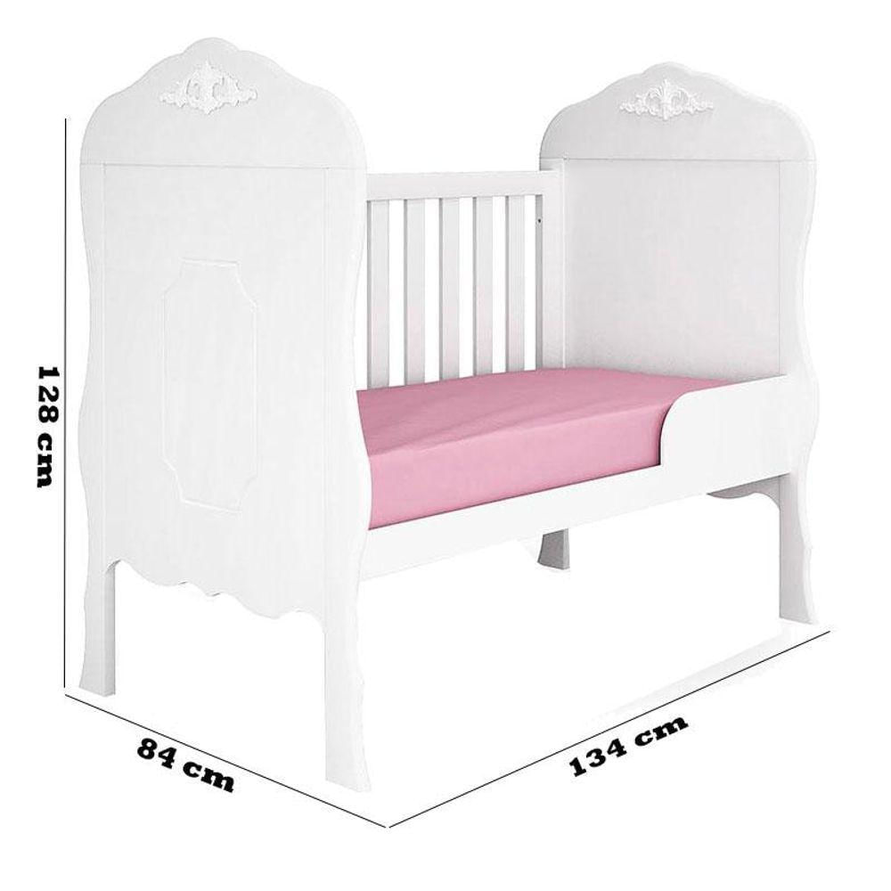 Quarto De Bebê Realeza E Cômoda 1 Porta Branco Acetinado Com Colchão Gazin - Canaã