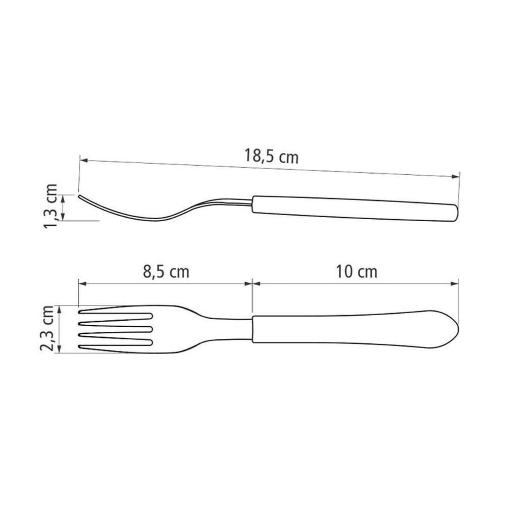 Kit - 12 Garfos De Mesa Leme Com Lâmina Em Aço Inox Cabo Preto Gpbag - Tramontina