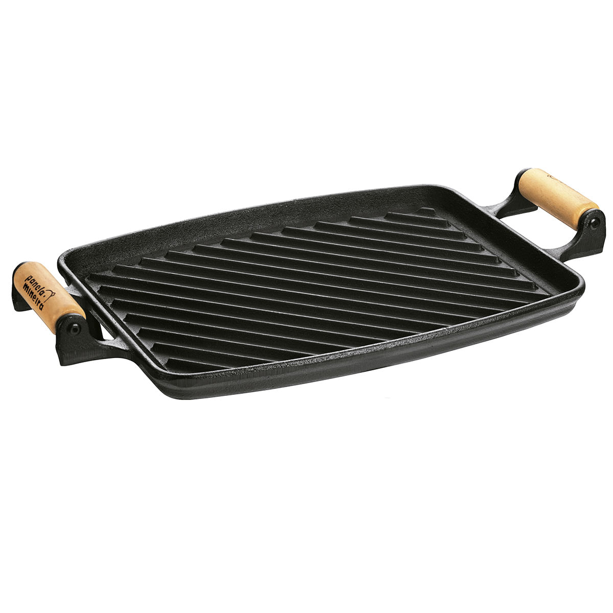 Chapa Grill De Ferro Com Alça Madeira 33x25 cm