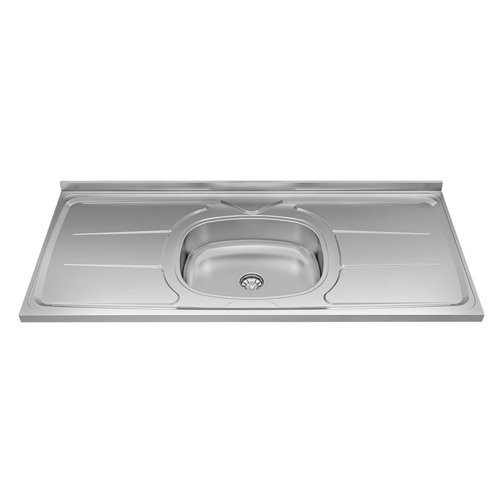 Balcão Gabinete com Pia Inox 120cm 2 Portas 3 Gavetas Andréia Branco - AJL Móveis