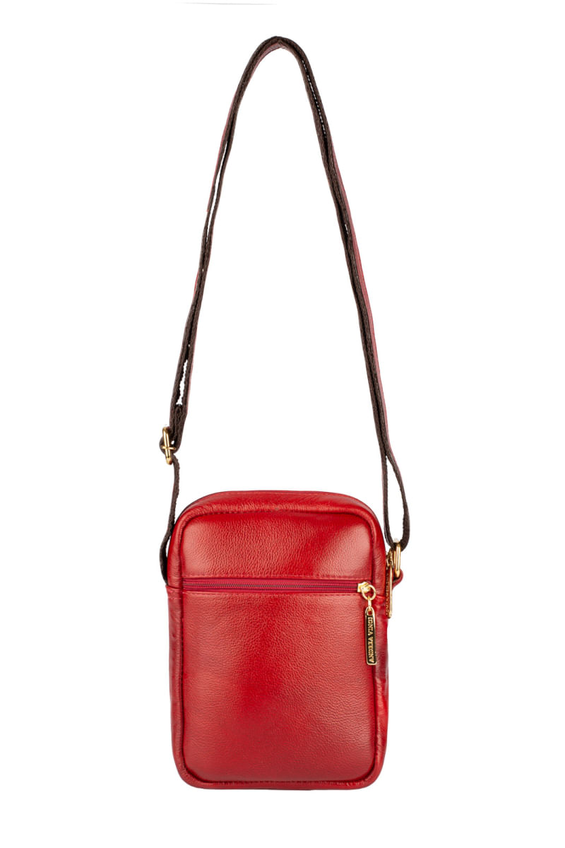 Bolsa shoulder bag de couro liso Pietra Vermelho